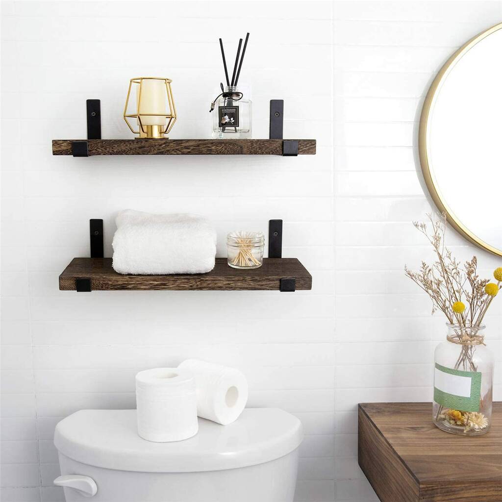 Pack Of Two Wood Floating Shelves Wall Mounted By Momentum | notonthehighstreet.com Pack Of Two Wood Floating Shelves Wall Mounted By Momentum | notonthehighstreet.com