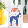 Blue Greyhound Retro Fashion Happy Birthday Card, thumbnail 1 of 4