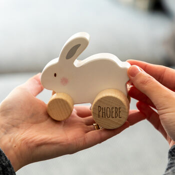 Personalised Wooden Push Toy Elephant Bear Or Rabbit, 7 of 12