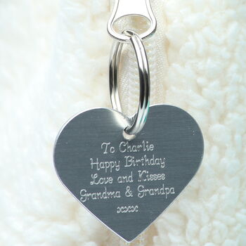 Lamb Gift Set, Scarf, Bag, Personalised Silver Heart, 2 of 6
