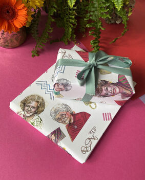 Golden Girls Wrapping Paper, Funny Retro Gift Wrap With Blanche, Dorothy, Rose And Sophia, 6 of 10