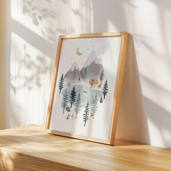 Forest And Mountain Adventure Nursery Art – Camping Animal Prints Trio, 5 of 5