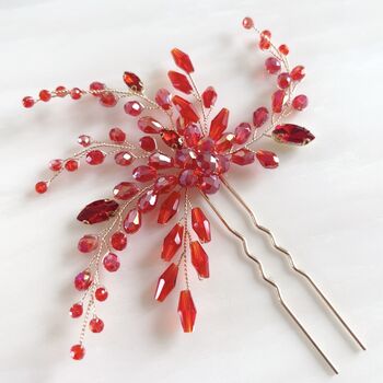 Vibrant Red Crystal Hair Pin, 2 of 6