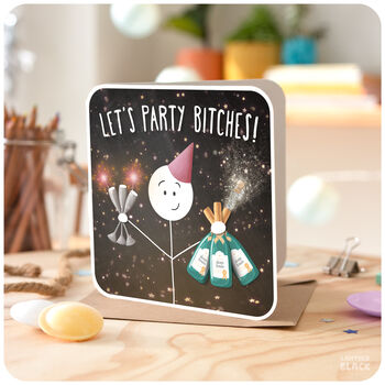 Let's Party Bitches Funny Card Birthday Celebration Hen Do Party Invite, 5 of 6