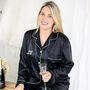 Personalised Black Satin Long Sleeve Pyjama Set, thumbnail 3 of 8