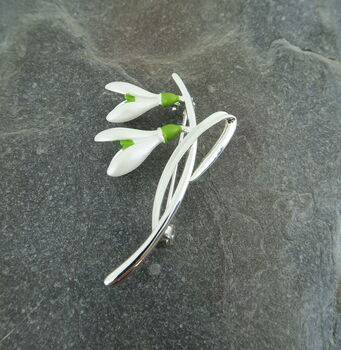 Snowdrop White Flower Brooch, 4 of 6