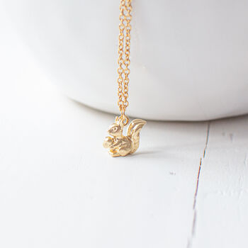 Tiny Gold Plated Squirrel Necklace, 2 of 9