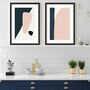 Navy And Pink Design Print Set Of Two, thumbnail 1 of 5
