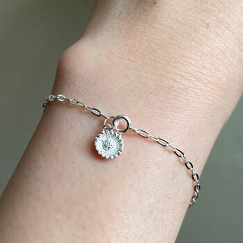 Sterling Silver Dainty Sunflower Anklet, 5 of 11