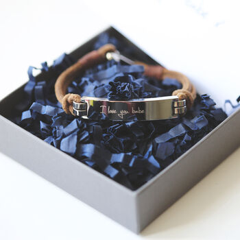 Your Own Handwriting Engraved On Leather Bracelet, 6 of 9