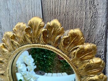 Small Gold Sunburst Mirror 18cm Round Boho Flower Gift, 3 of 7