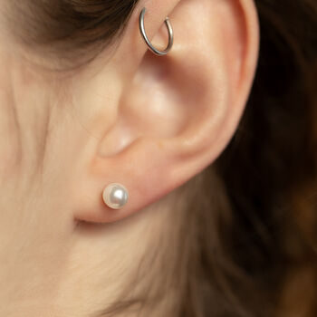 Pearl Silver Stud Earrings, 2 of 7
