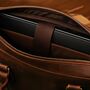 Personalized Leather Messenger Bag: 16 Inch Laptop Briefcase, Brass Hardware, thumbnail 6 of 11