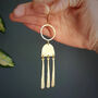 'Tempest Nimbus' Ethical Hand Beaten Brass Earrings, thumbnail 2 of 5