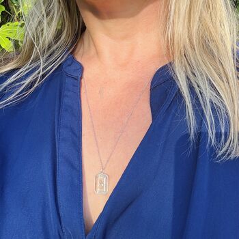 The Faceted Rectangle Blue Topaz Necklace, Silver, 5 of 8