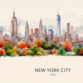 New York Watercolour Skyline, 4 of 5