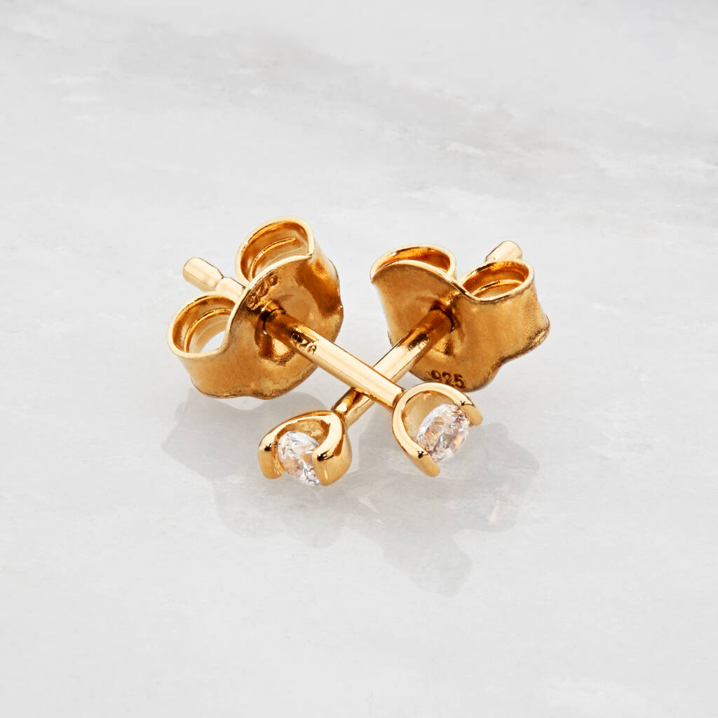 Gold Or Silver Small Simple Diamond Style Studs By LILY & ROO ...