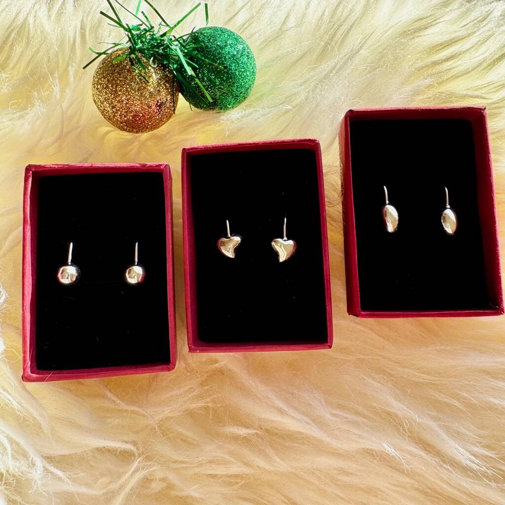 Sterling Silver Earrings For Christmas Set Of Three, 1 of 5