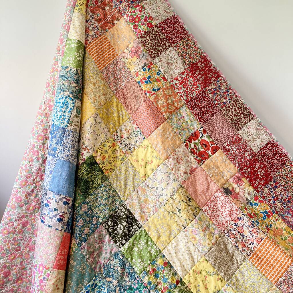 Liberty Handmade Quilt Rainbow Cotbed / Throw Size, 1 of 3