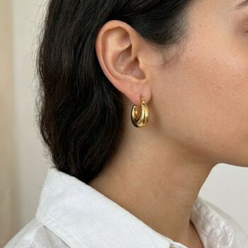 Chunky U Shape Hoops Gold Non Tarnish Waterproof, 3 of 10