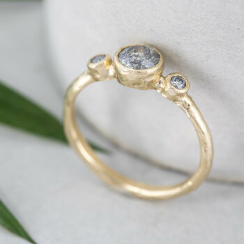 'Sylvie' Salt And Pepper Diamond Engagement Ring, 6 of 11
