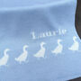 Personalised Knitted Duck Border Baby Blanket, thumbnail 2 of 7