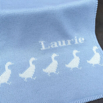 Personalised Knitted Duck Border Baby Blanket, 2 of 7