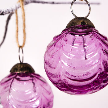 Mauve Rippled Glass Bauble, 2 of 2