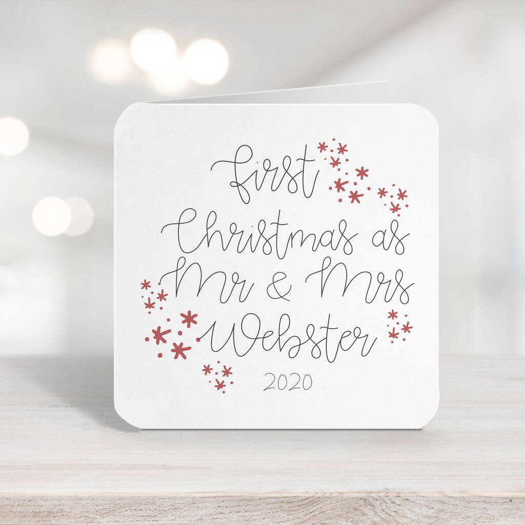 Image of '1st Christmas As Mr And Mrs' Personalised Script Card