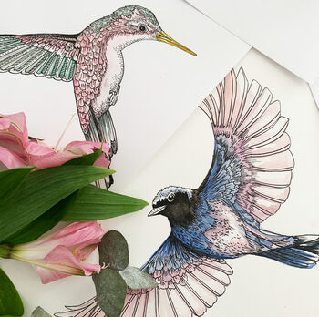 Personalised Pastel Bird Name Art Print, 4 of 4