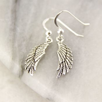 Sterling Silver Angel Wing Drop Earrings, 4 of 9