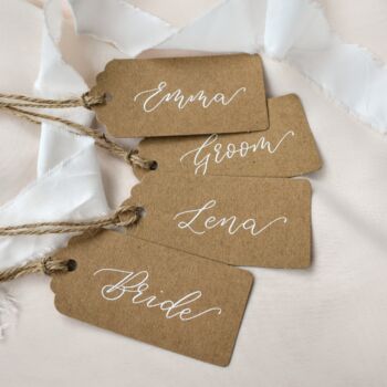 Personalised Calligraphy Place Name Card Tags X 10, 6 of 6