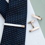 Personalised Two Tone Cubic Tie Clip And Cufflink Set, thumbnail 5 of 12
