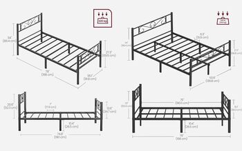 Metal Bed Frame With Headboard Black, 2 of 7
