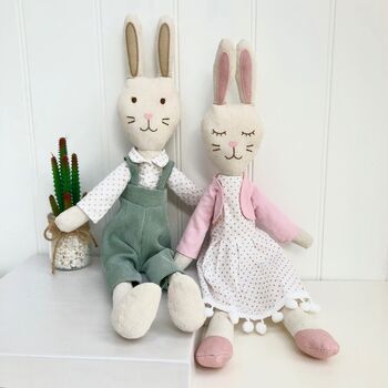 Personalised Linen Rabbit Soft Toy, 4 of 4