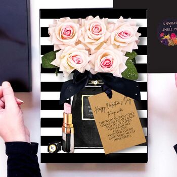 Personalised Perfumed 80th Luxury Birthday Card For Her With Five Everlasting Blush Roses, 2 of 11