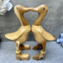 Cute Duck Couple Ornament Lovers 25cm – Bamboo Wood Heart Figurine, thumbnail 10 of 12