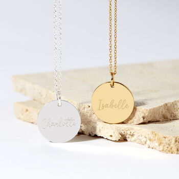 Personalised Name Silver Plated Disc Necklace, 3 of 12