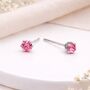 Sterling Silver Pink Tourmaline Micro Stud Earrings – 3mm, thumbnail 1 of 4
