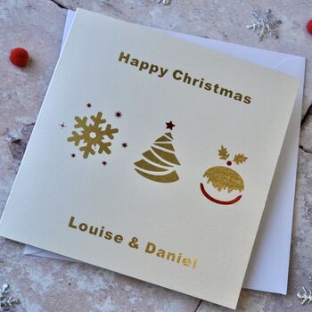 Personalised Christmas Tree Gold Foil Card, 3 of 3