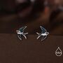 Sterling Silver Barn Swallow Bird Stud Earrings, thumbnail 3 of 11