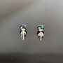 Green Sparkly Fused Glass Sterling Silver Stud Earrings, thumbnail 4 of 9