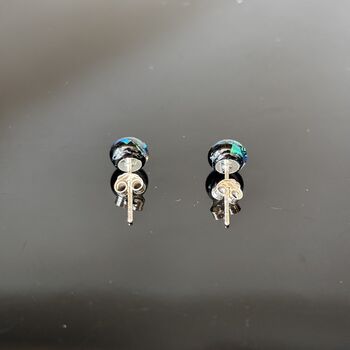 Green Sparkly Fused Glass Sterling Silver Stud Earrings, 4 of 9