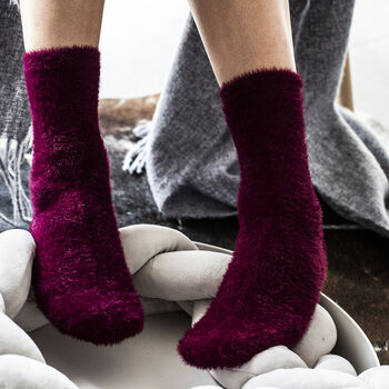 Fuzzy Knitted Cosy Bed Socks, 3 of 10