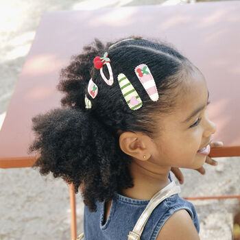 Cherry Kiss Stripy Clips, 2 of 4