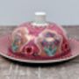 Dark Pink Patterned Round Butter Dish, thumbnail 3 of 3