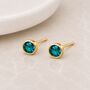 Gold Plated Sterling Silver December Topaz Birthstone Stud Earrings, thumbnail 2 of 5