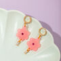 Flower Earrings With Zircon Stone Gemstone Charm 18 K Gold Plated, thumbnail 1 of 4