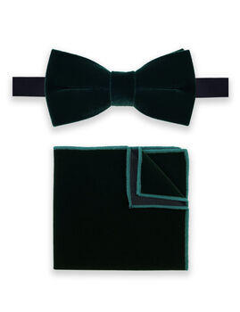 Mens Green Velvet Bow Tie And Pocket Square, 2 of 6