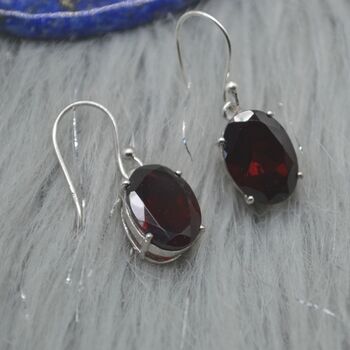 Garnet Earrings: Dangle Drop, Oval, January Birthstone, 10 of 11